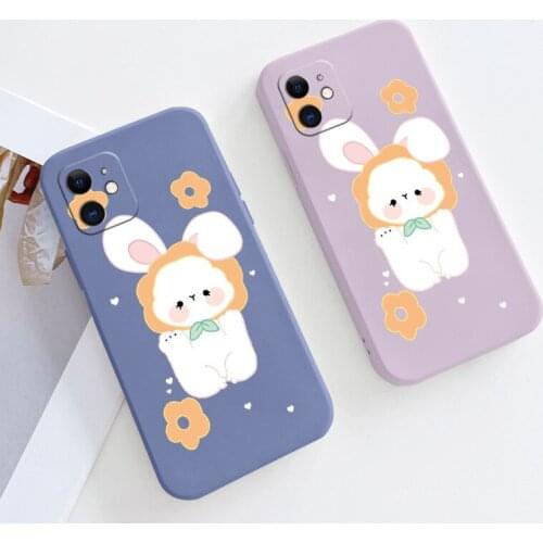 Big Ears Bunny Silicone Case For iPhone 12 Pro Max Mini 11 Pro Max X XR XS MAX SE2020 8 7 6 6S Plus Ultra Thin Phone Back Cover