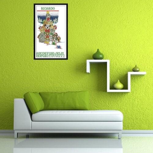 Dog Christmas Stocking Counted 14CT DIY Embroidery Cross Stitch Kit Needlework Craft Home Decor E56C