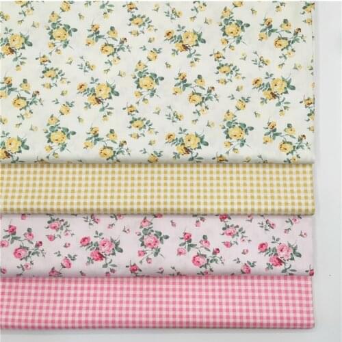 160x50cm Red and Yellow Rose Cotton Twill Fabric , Making Bed Handmade Dress Pajama Cloth