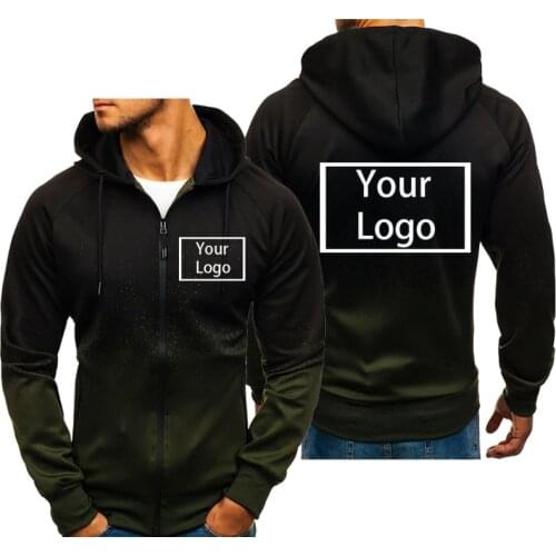 Men Gradient Color Zipper Hoodies Thin Hooded Customized Your Logo DIY Coat Sports Autumn Casual Sportswear Couple Dropship