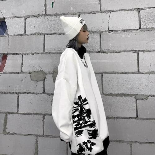 NiceMix Harajuku Style Graffiti Print Hoodies Autumn Streetwear Loose High Collar Pullover Thick Sweatshirt Women Clothes