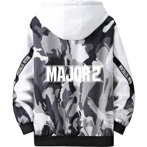 MAJOR Cosplay Long Sleeved Hoodie Noctilucent Print Zipper Camouflage Men Jacket New Fashion Winter Warm Polyester Cotton Coat