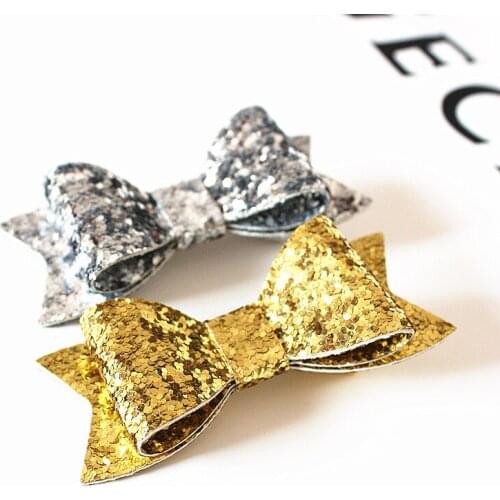 2pcs Resale Bow Glitter Luxury Quality Glitter Bow Hair Clip Girls Shinning Sequins Bestseller Glitter Felt Bowknot Kids Hairpin