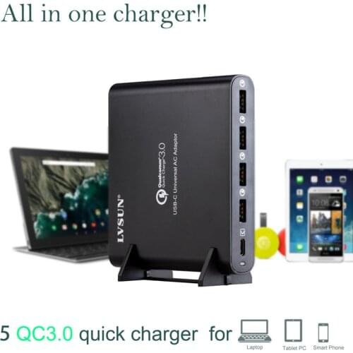 LVSUN QC 3.0 All in 1 phone tablet laptop charger Notebook adapter with type-c type c USB-C charger for Macbook Spectre 13 Yoga