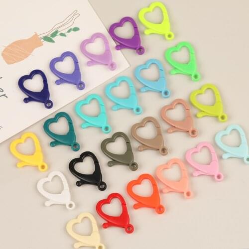 HAOSAW 6Pcs 20*30MM Jewelry Accessories/Acrylic Lobster Clasp/Multicolor/Hand Made/Heart Shape/Jewelry Findings Components/DIY