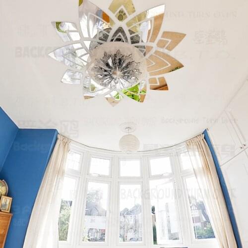 Mirror Stickers Sticker Bathroom Decor 3D Long Full Body Wall Ceiling Chandelier Light Lamp Flower Petals Ring Round R033