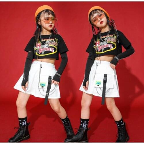 Girls Cheerleading Costumes Summer Crop T shirt Tops Clothing Pleated Skirt Outfits For Kids Jazz cropped Dancing Clothes