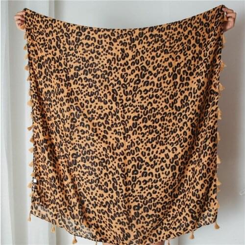 Women Luxury Brand Polka Leopard Tassel Viscose Scarf Autumn Winter Shawls and Wraps Thick Warm Cover-Up Muslim Hijab 180*100Cm