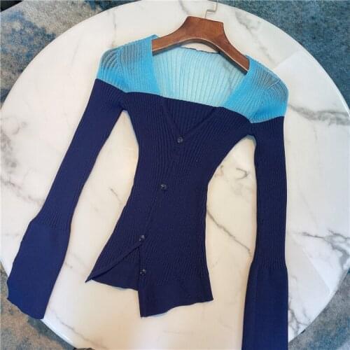 Womens Knitwear Top 2020 Summer Temperament Slim V-neck Sexy Short Cropped Shirt Girls Ladies Outfit Knitted Top Blusas Femme