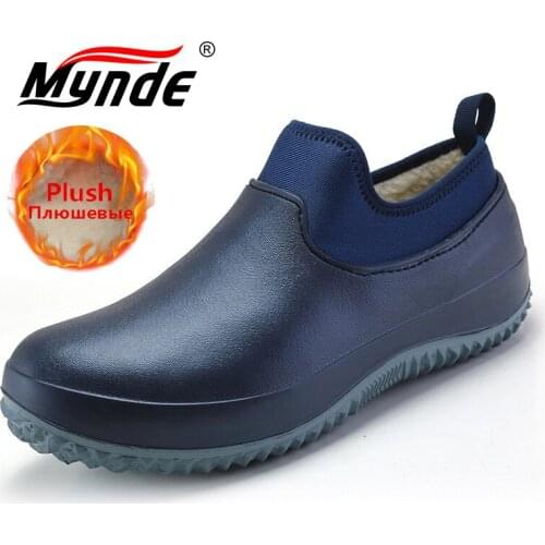 Unisex Winter Mens Rain Boots Warm Snow Boots Non-Slip Men Rain Shoes Waterproof Rain Boots Mens Water Boots Rubber Work Boots