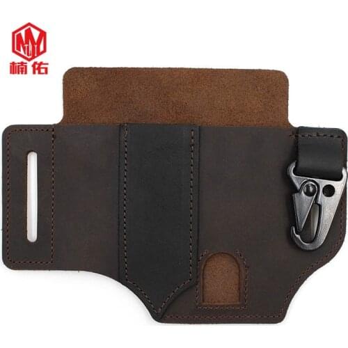 1PC Real Leather Belt Leather Case Flashlight Cover Olecranon Keychain Knife Set Outdoor EDC Tactical Multifunction Scabbard