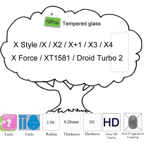 10pcs 2.5D 9H For Motorola Moto X Style /X /X2 /X+1 /X3 / X4 /X Force /XT1581/Droid Turbo 2 Tempered Glass Screen Protector Film