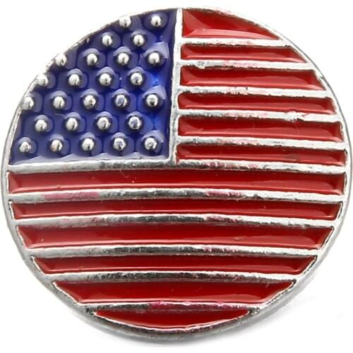 10pcs/lot New Snap Jewelry Oil Painting Rhinestone Flag Charms 18mm Snap Buttons for Woman Snap Bracelet Button Jewelry