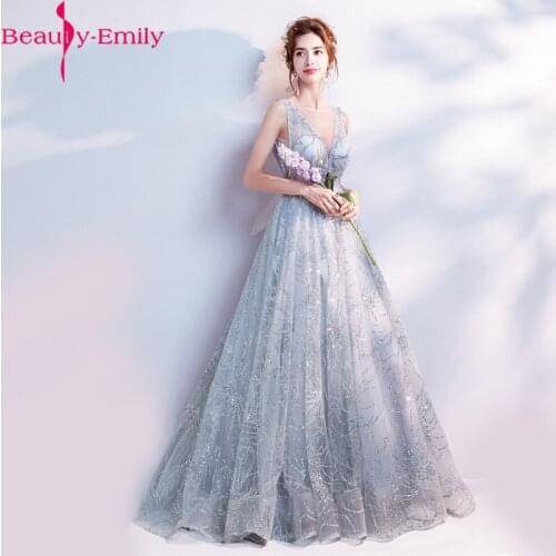 100% Real Photo Light Gray Evening Dresses 2020 Elegant O Neck Tulle Floor Length Long Formal Gowns Sequined Lace Party Dress
