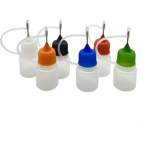 Wholesale 100pcs/lot Empty Metal Needle Bottle LDPE 3ML Plastic Needle Bottles With Screw Metal Needle Cap Free Shipping