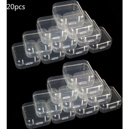 20Pcs/lot Square Mini Clear Plastic Storage Containers Box with Lids for Small Items