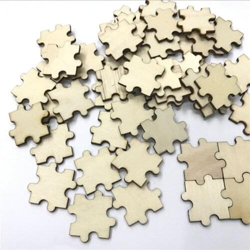 500PCS Unfinished Puzzle Shape Wooden Decoration for DIY Home Carfts Embellishments Wood Slices Scrapbook Handmade 30/40/20MM