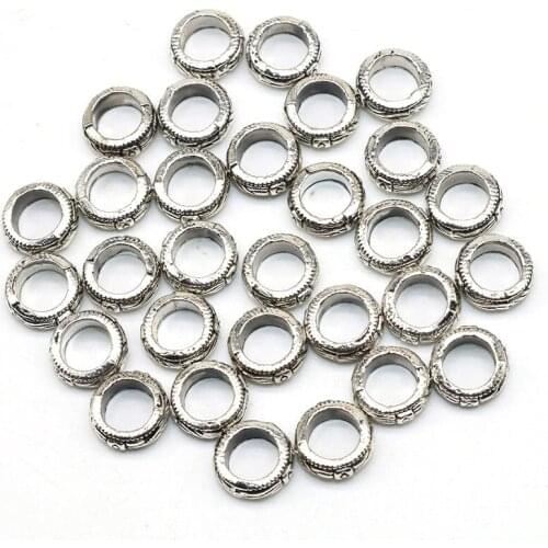 9mm Wheel pattern Bead Vintage Silver Plated Big Hole Spacer Beads Gold Needlework Bracelet Jewelry Making 50Pcs/lot