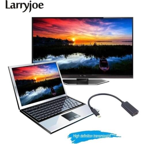 Larryjoe USB C to HDMI Adapter 4K 60Hz Type C 3.1 Male to HDMI Female Cable Adapter Converter for New MacBook Chrome Book DELL