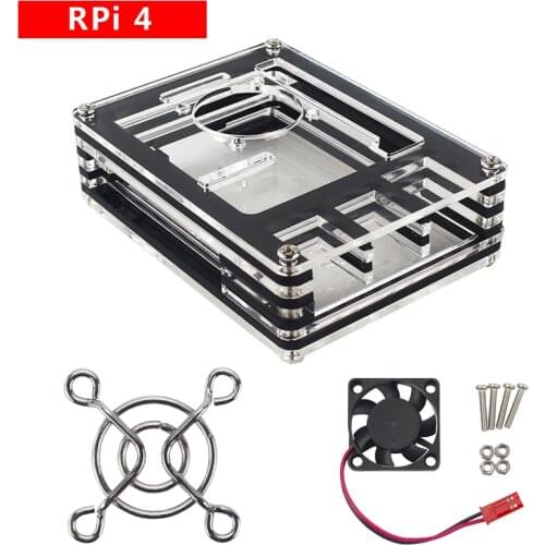 Raspberry Pi 4 Case 9 Layer Acrylic Case Box Enclosure Shell with Cooling Fan Protect Cover for Raspberry Pi 4 Model B