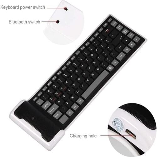 New miniFolding Bluetooth-compatible Keyboard Waterproof Wireless Silica Gel 87 Keys CE Certification Keyboards For Tablet Ipad