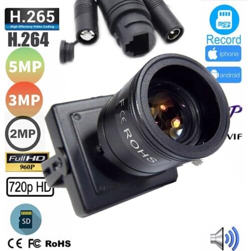 CAMHI P2P Onvif Micro TF SD Card Slot 1MP 1.3MP 2MP 3MP 5MP Mini IP Camera Home Use Indoor Security CCTV IP Kamera 2.8-12mm Lens