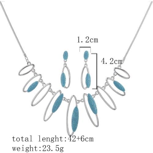 Cring Coco New Enamel Wedding Jewelry Sets for Charming Women Dresses Accessories Silver Color Necklaces and Drop Earrings Set