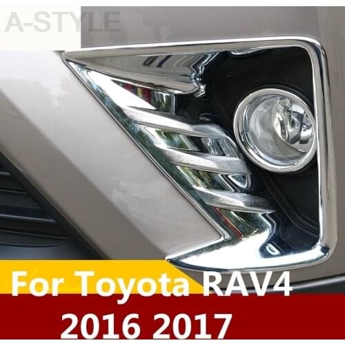 For Toyota RAV4 RAV 4 2016 2017 Chrome ABS Front Fog Lamp Frame decoration cover trim Rear fog shade Car accessories