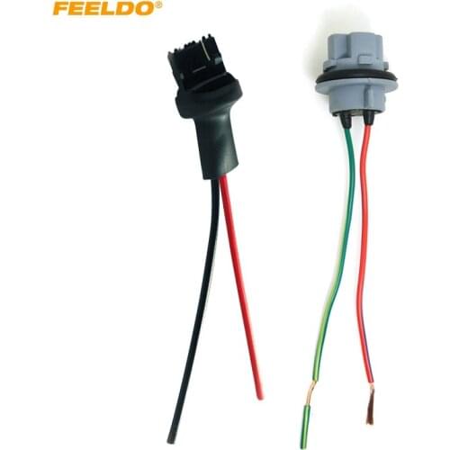 FEELDO 2pcs/set Car LED Bulb Light 7440/7441/1881 Male & Female Socket Plug With 2-wire Extended Wire Connector#5969