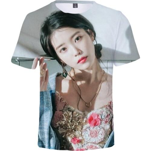 New Kpop Idol IU 3D Print T Shirt Harajuku Casual Tops Women Men Round Neck Short Sleeve T-shirt IU Lee Ji Eun Korean Style Tee
