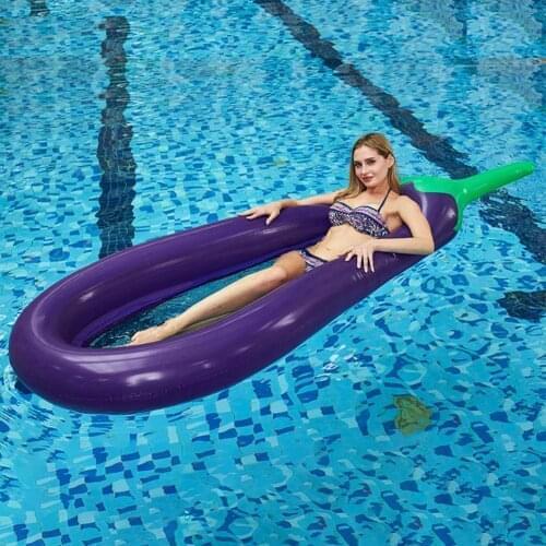 250cm Giant Swimming Pool Floating Inflatable Eggplant Mattress Swimming Circle Island Cool Water Party Toy Boia Piscina