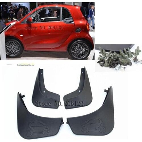 Set Molded Mud Flaps For 2016 2017 Benz Smart Fortwo W453 Mudflaps Splash Guards Front Rear Mud Flap Mudguards 2015 Fender C453