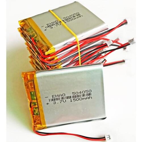 10 pcs JST 1.25mm 3.7V 1500mAh 504050 Lithium Polymer LiPo Rechargeable Battery For DVD PAD mobile tablet pc power bank Camera