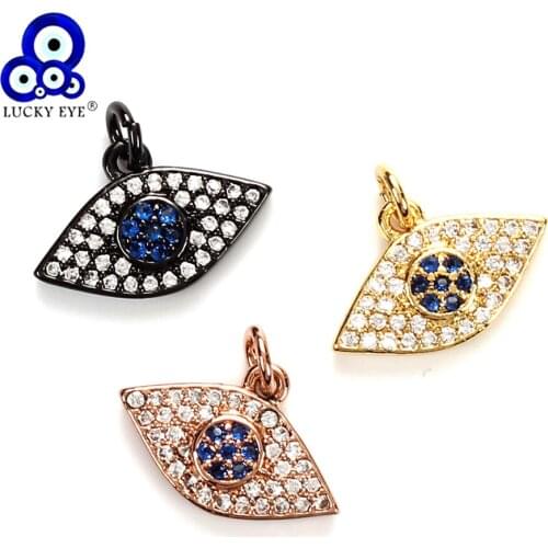 Lucky Eye Copper Evil Eye Pendant For Necklace Bracelet Charms Micro Cubic Zircon Jewelry Findings Accessories EY5028