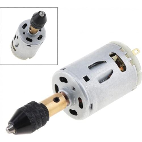 DC 12-24V Mini 385 Motor Hand Drill with Multifunction Three-jaw Chuck and Wrench for PCB Wood Plastic Cardboard Hole Saw