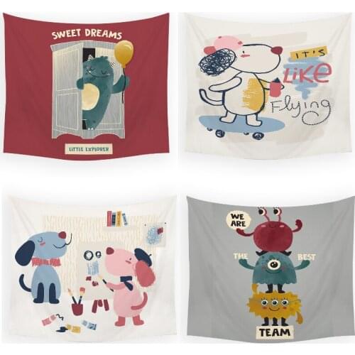 Cartoon anime cats and dogs wall hanging home decor dorm room decor tapestry anime tapestry wall hanging anime pink tapestry