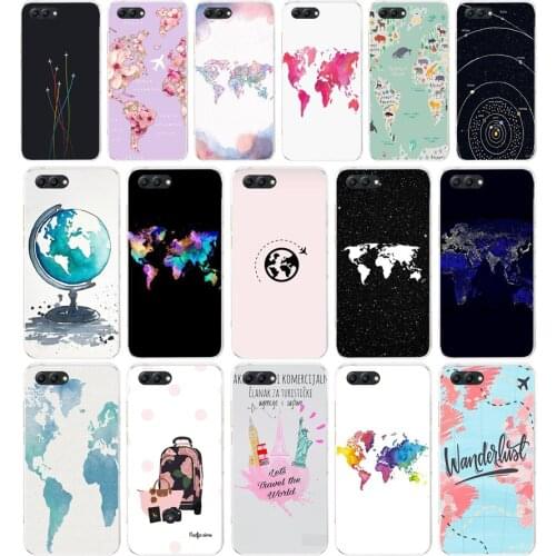 78AA World Map Soft TPU Case Cover For Huawei Honor 10 10 Lite 20 20 PRO Lite