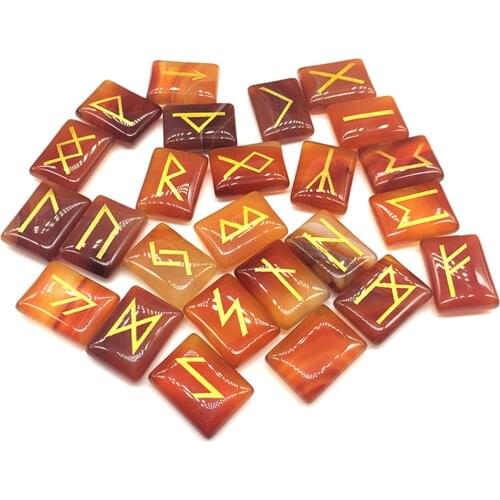 Natural Rune Stones Set Polished Runic Alphabet Engraved Stones for Meditation Divination Healing Decor
