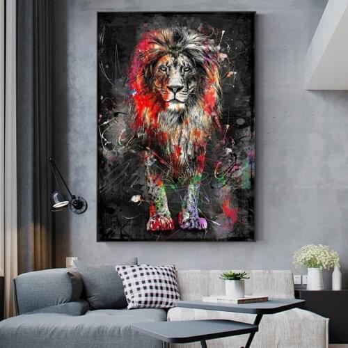 Colorful Lion Wall Art Canvas Painting Nordic Posters and Wall Prints Animal Pictures for Living Room Cuadros Home Decor