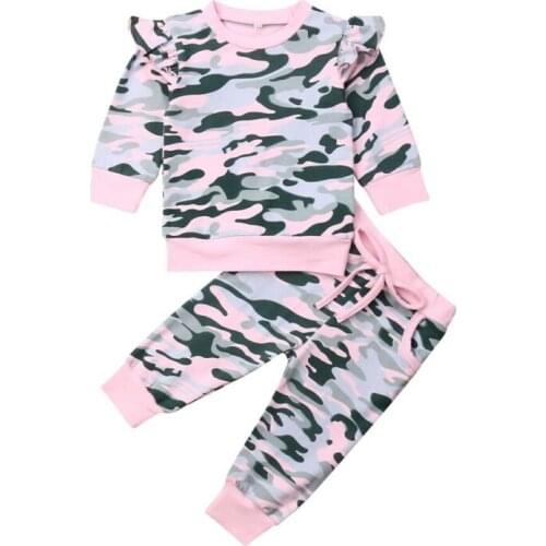Infant Baby Girls Autumn Outfit Clothes Tracksuit Camo Tops T-shirts + Leggings Pants Set 0-3 Year