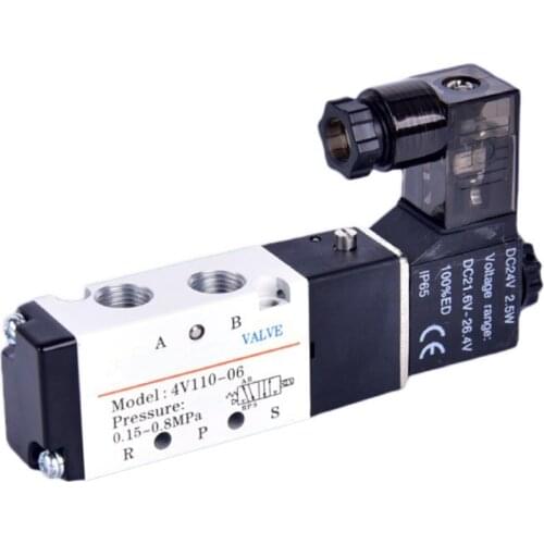 Air Solenoid Valves 4V110-06 2 Position 5 Port 1/8" Pneumatic Control Valve DC12V DC24V AC110V AC220V