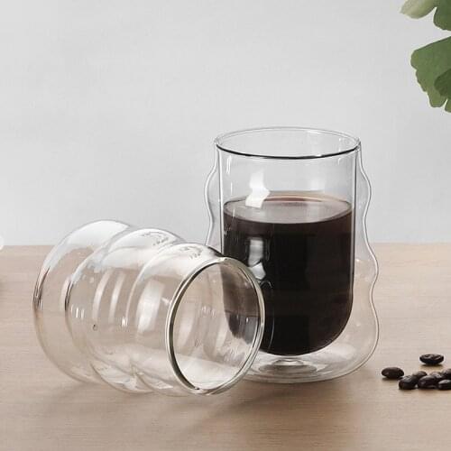 Transparent Glass Coffee Cup Milk Whiskey Tea Beer Double Creative Heat Resistant Cocktail Vodka Wine Mug Drinkware Glass Cups