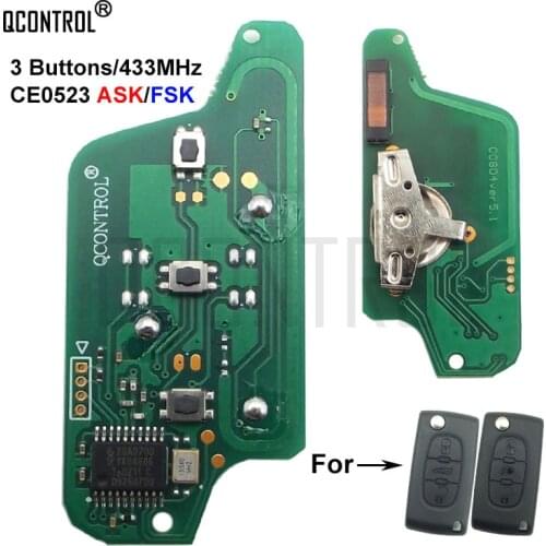 QCONTROL Remote Key Circuit Board for Peugeot 807 407 308 307 207 CC SW Expert Partner Auto Door Lock (CE0523 ASK/FAK) 3 Buttons