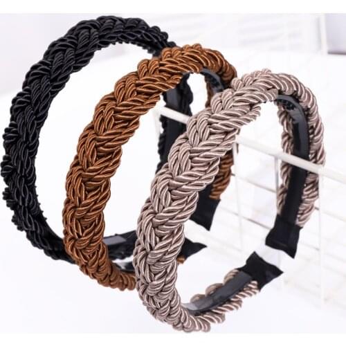 Luxury Solid Color Fabric Hair Accessories Wide Weaving Hairbands Braided Headband Hair Hoop Fashion Hair Bands Bezel Headdress