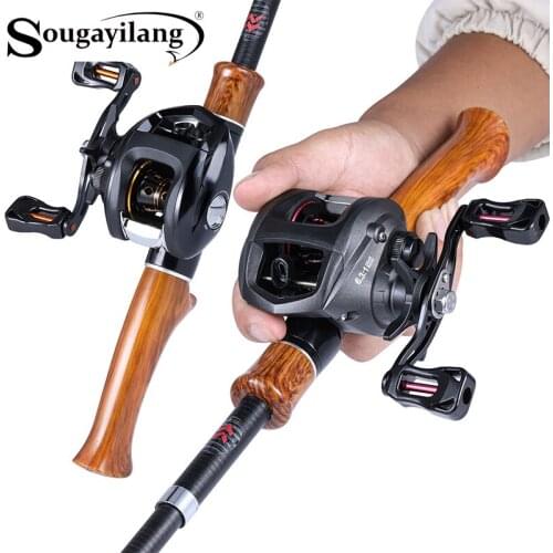 Sougayilang Fishing Rod and Reel1.6m Glass Fiber Fishing Rod and 12+1BB 6.3:1 Gear Ratio Aluminum Spool Fishing Reel Rod Set