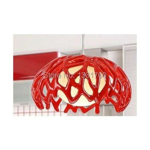 Dia 35cm modern pendant lamp resin and glass pendant light modern design red white color living room dinning room nest lamp