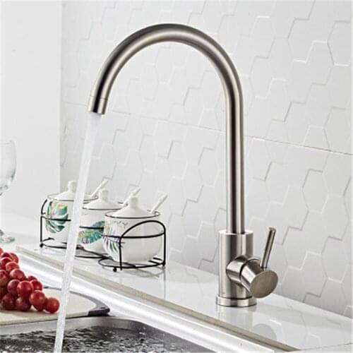 Universal Rotating Brushed Faucet Hot Cold Mixer Tap Single Hole Stream Sprayer Faucet Head Stainless Steel Paint Faucet Kitchen