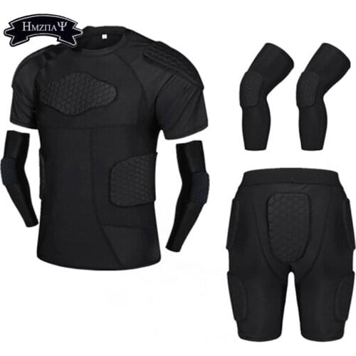 Thickened Compression Crash Shorts Short Sleeve Suit Football Basketball Skating Rugby Elbow Kneepads Waist Crash Guard Suit Set