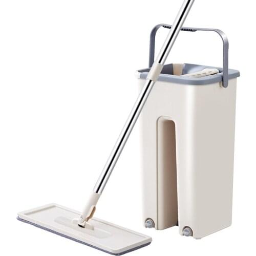 Magic Cleaning Mops with Bucket Floors Squeeze Flat Mop with Water Home Kitchen Floor Cleaner House Cleaning Tools