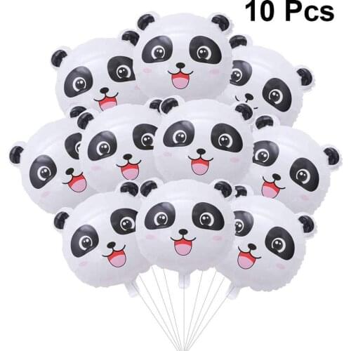 10Pcs Cute Panda Balloon Aluminium Foil Balloons Panda Head Balloon Bouquet for Baby Shower Panda Birthday Party Supplies